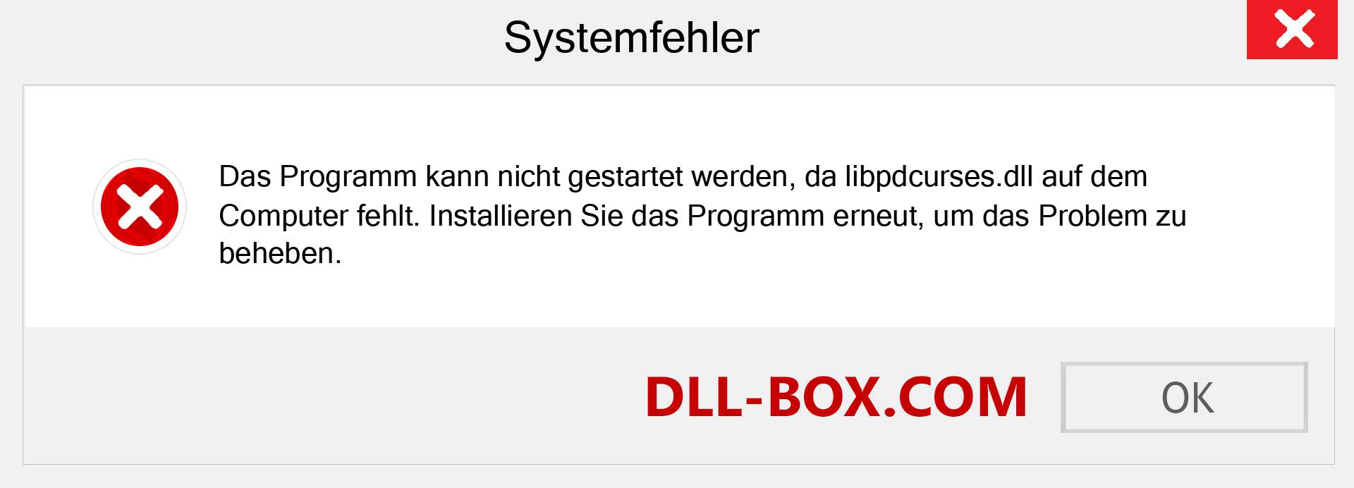 libpdcurses.dll-Datei fehlt?. Download für Windows 7, 8, 10 - Fix libpdcurses dll Missing Error unter Windows, Fotos, Bildern